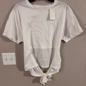 A New Day Gray Relaxed Tie-Front Tee